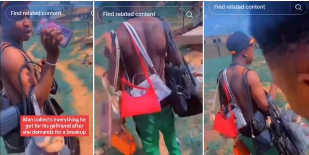 Man storms ex-girlfriend's house, retrieve every gift he purchased during their time together (Video)