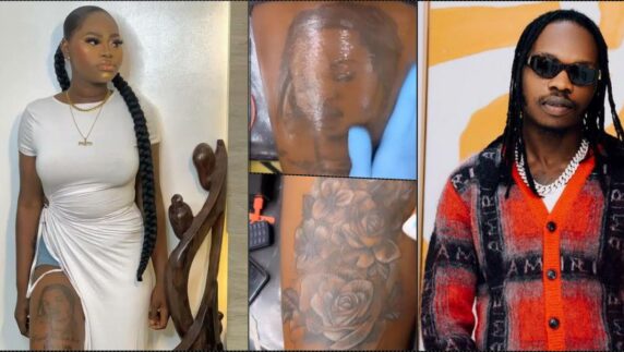 Mandy Kiss yanks off tattoo of Naira Marley from her thighs (Video)