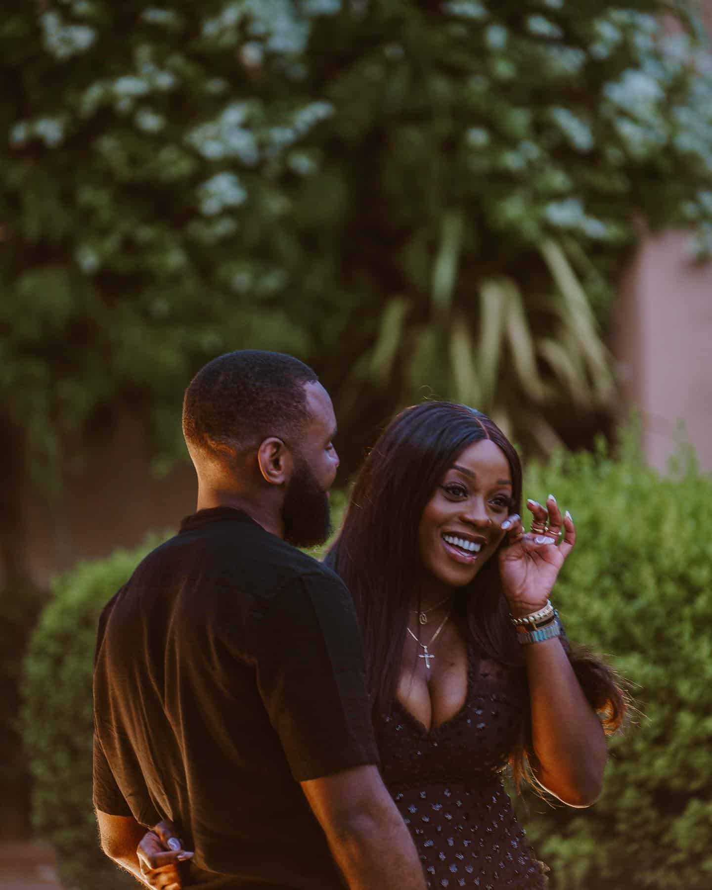 Adaora and the love of her life as she gets engaged