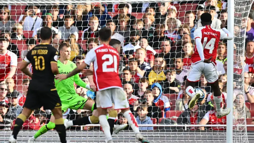 Eddie Nketiah equalizes for Arsenal. Source: Getty