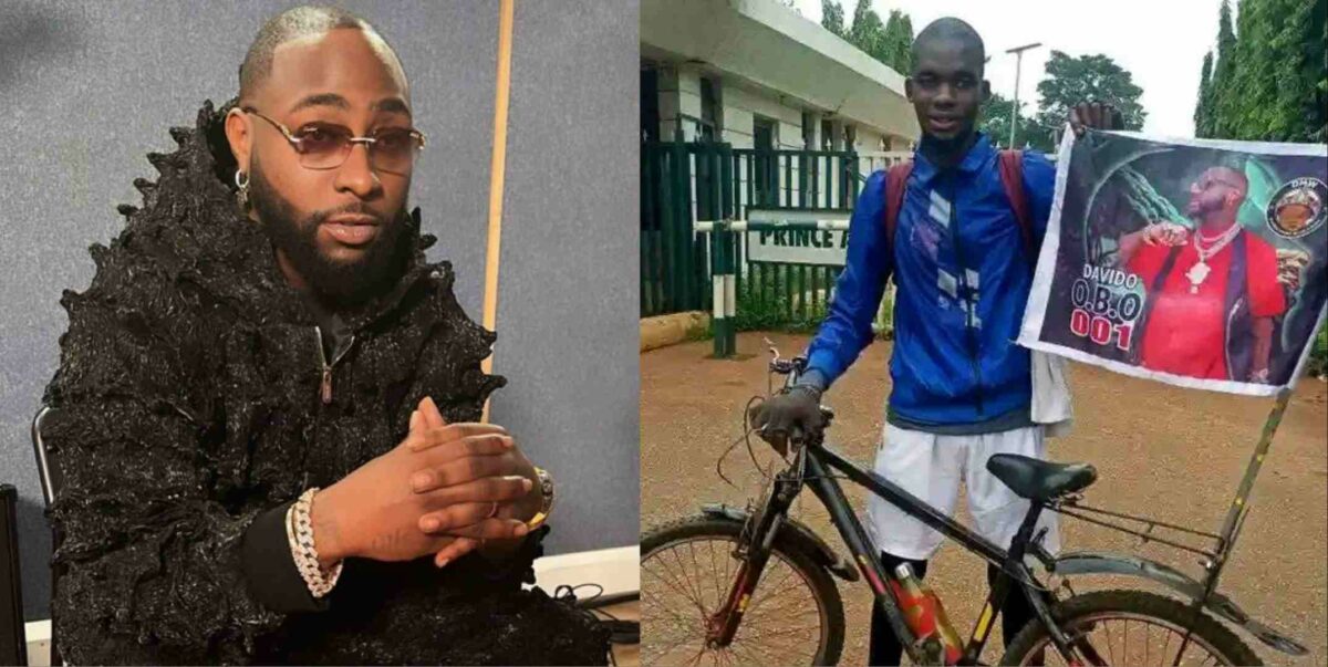 Viral cyclist declines sending Davido his account number, insists on waiting for him