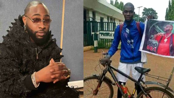 Viral cyclist declines sending Davido his account number, insists on waiting for him