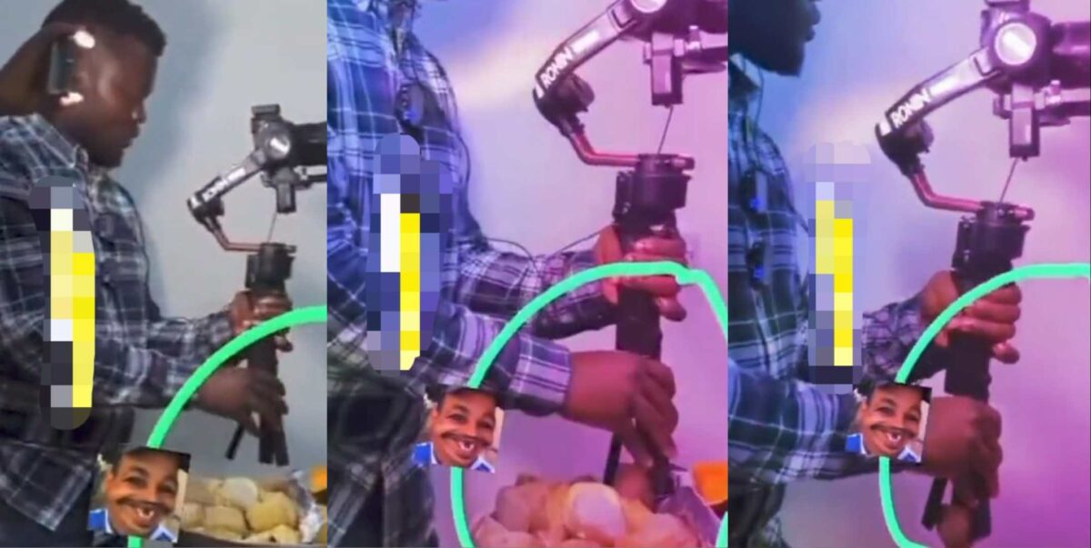 Moment cameraman is caught stylishly stealing while recording