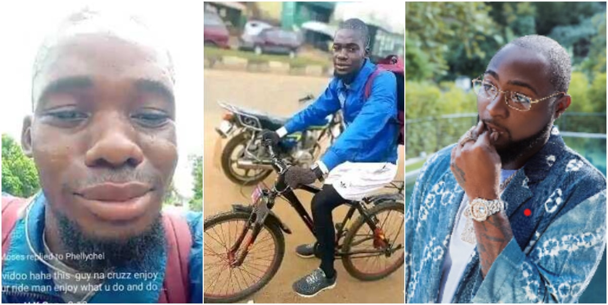 Nigerian Man with bicycle sets Off on long Journey from Benue to Lagos to See Davido