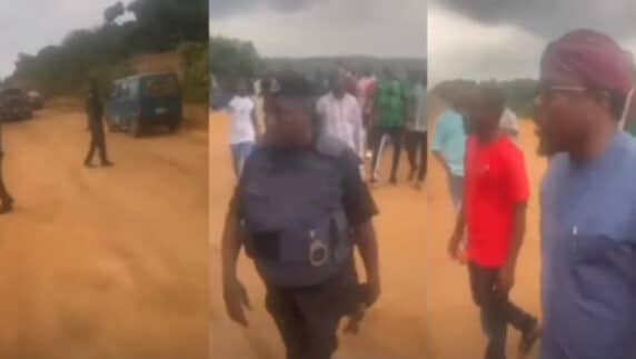 Drama as Osun Assembly Speaker busts armed policemen extorting youths via bank transfer at check point (Video)