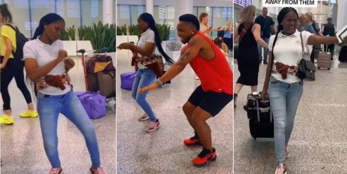 After 12 years, Nigerian lady dances joyfully at airport as she finally gets visa, reunites with brother (Video)