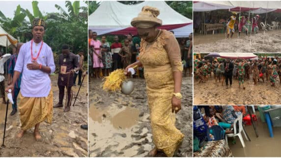 Newlywed Couple and their guests defy heavy rain to celebrate their wedding
