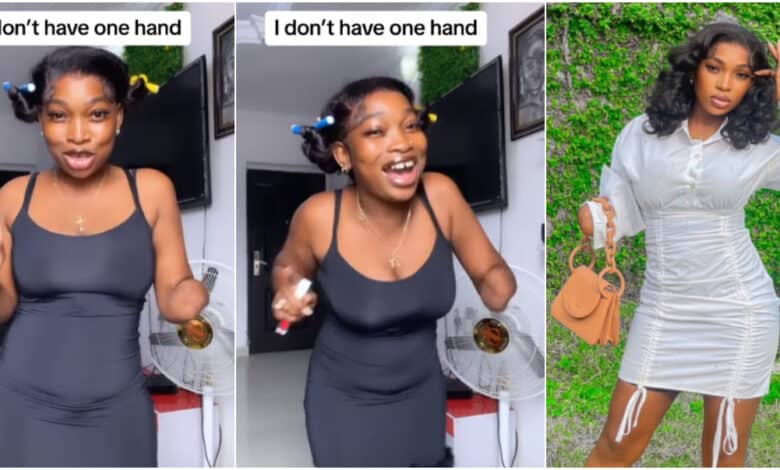 "With this one hand, I feel like a baddie" - Physically challenged Nigerian lady slams her critics (Video)