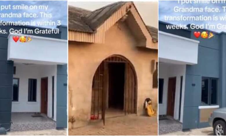Lady uses 3 weeks to renovates grandmother's house, turns house into mansion