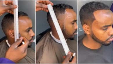 Barber causes a stir as he applies mathematics, uses ruler, pencil, and set square to measure customer's head (Video)