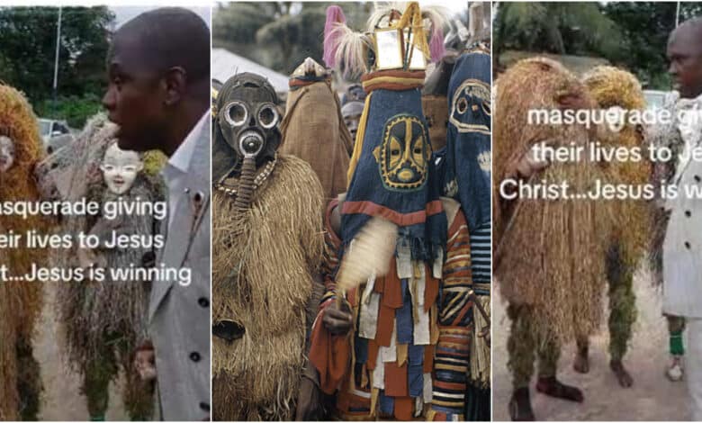 "You'll go to hell if you don't stop this" - Pastor preaches to masquerades about Christ, they repent