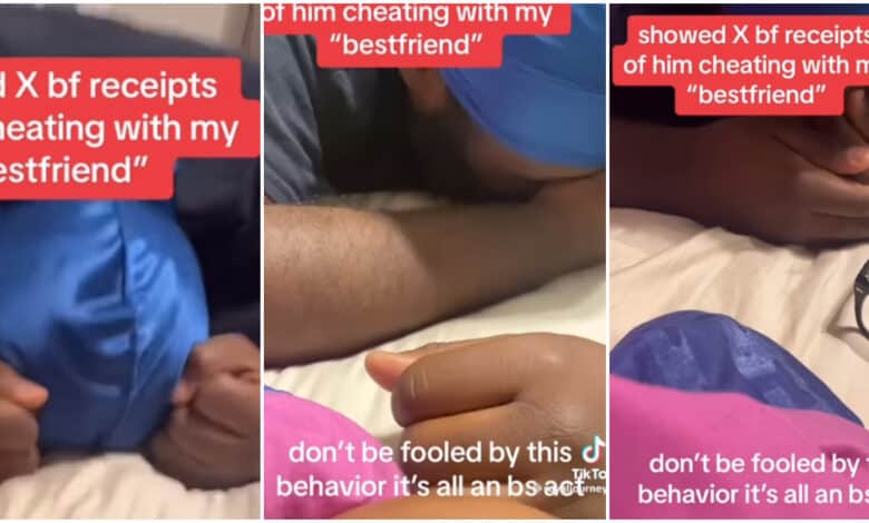 Lady films boyfriend's reaction after presenting him evidence of his affair with her best friend