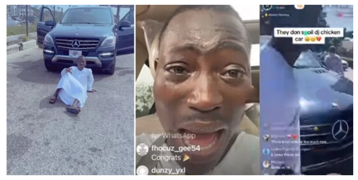  DJ Chicken left heartbroken as area boys damage his new Benz during clash in Lagos (Video)