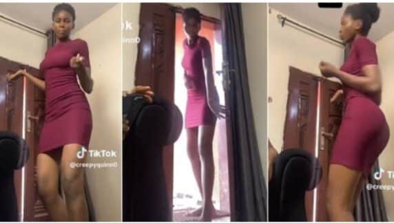 "I keep hitting my head on doors" - Tall lady struggles to enter room, whine waist (Video)