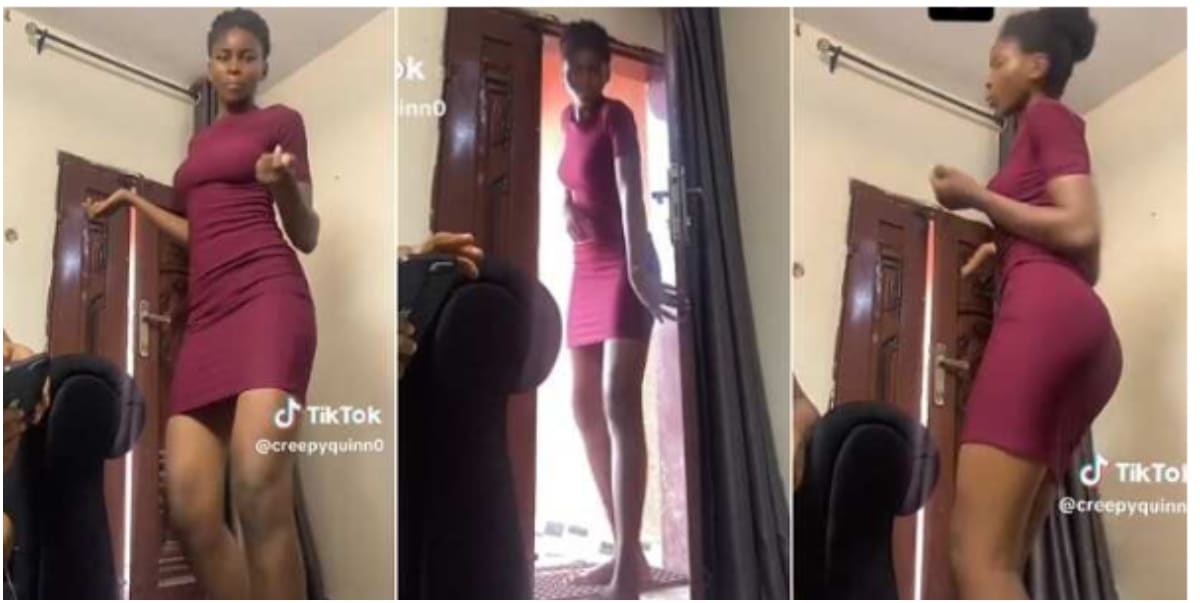 "I keep hitting my head on doors" - Tall lady struggles to enter room, whine waist (Video)