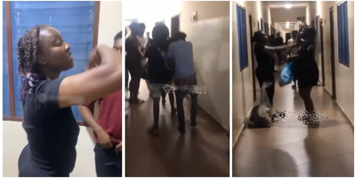 "It's me he's going to choose” - Drama as two female students fight over boyfriend after bumping into each other in his room (Video)