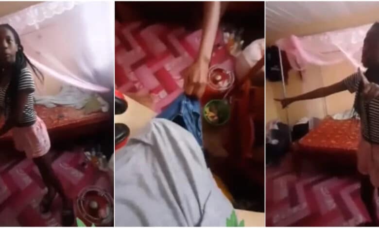 Drama as girlfriend accommodating boyfriend forces him out over quarrel (Video)