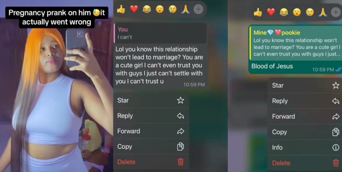 Lady boyfriend's reaction pregnancy prank