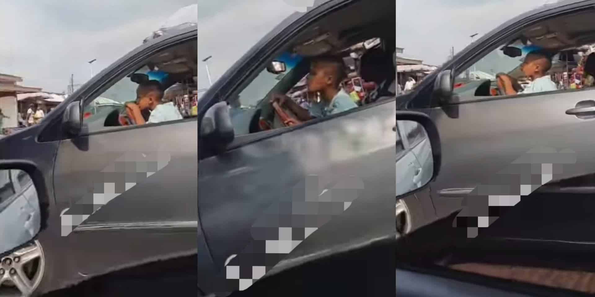 Man Shocked As He Sees Little Boy Driving Minivan Inside Market At Wuse