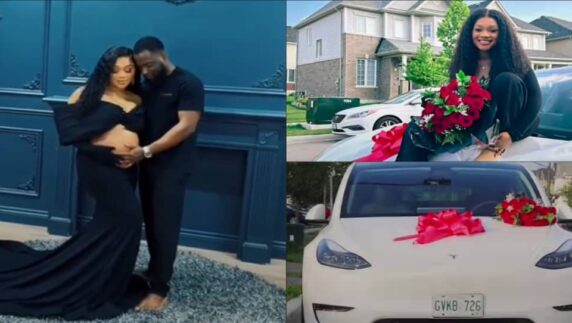 Happy husband splashes over N50 million on wife, buys her a Tesla model Y SUV as push gift