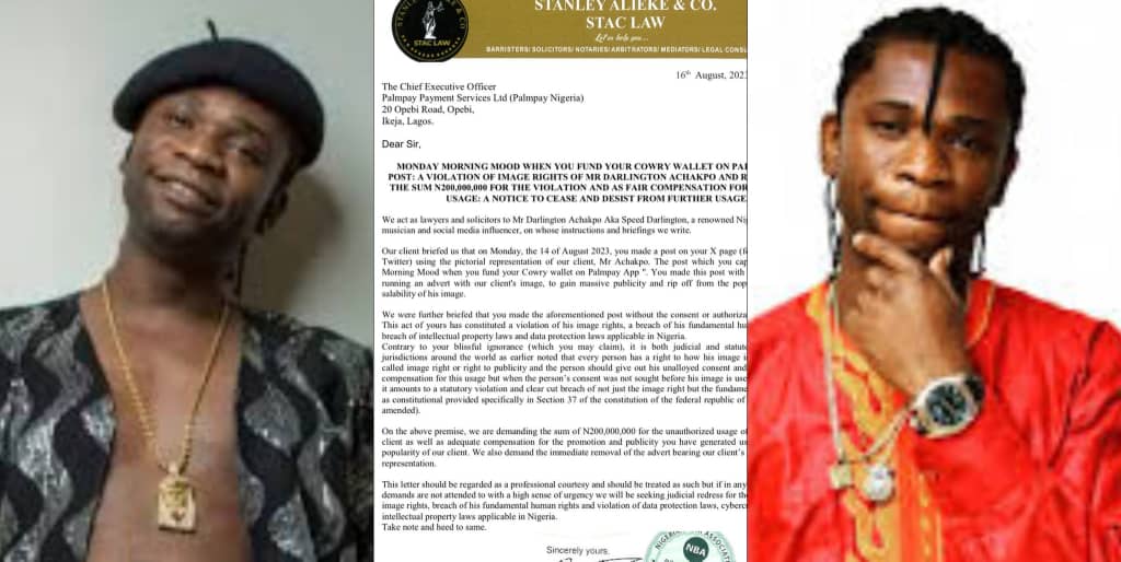 Speed Darlington calls out loan firm for using his image for advert, demands 200M compensation fee