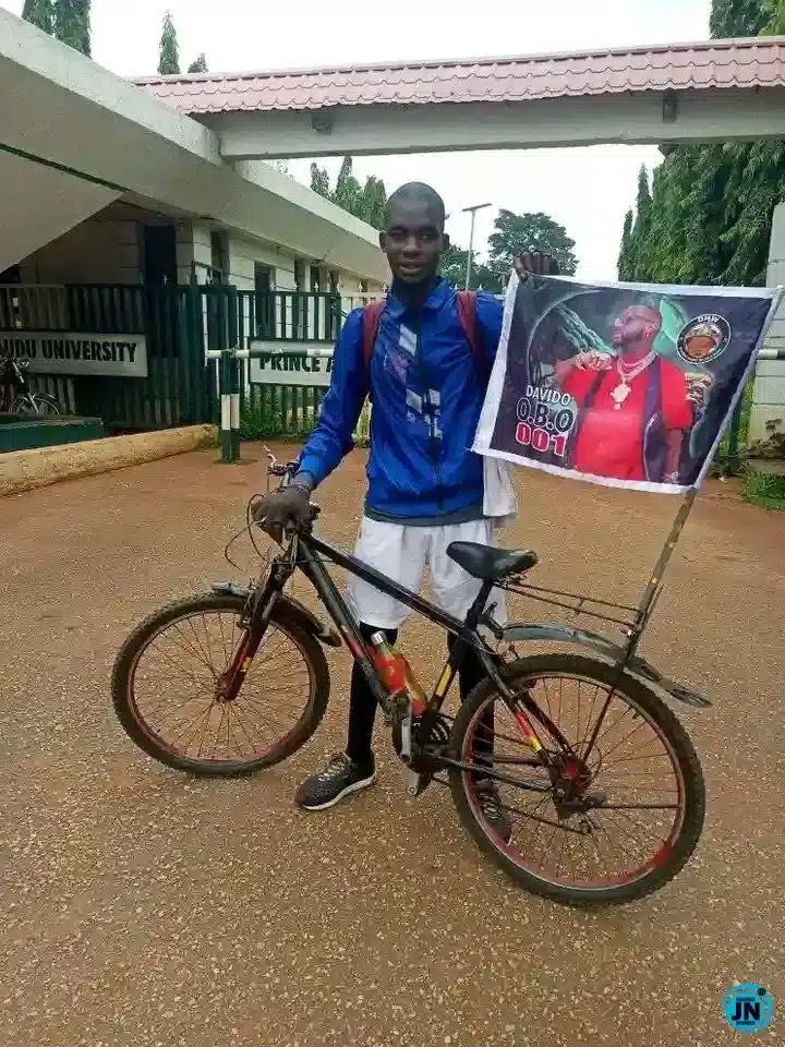 Davido cyclist arrives Lagos 