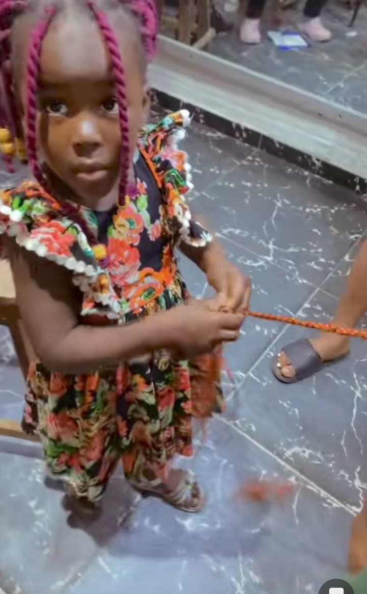 Little girl braiding 