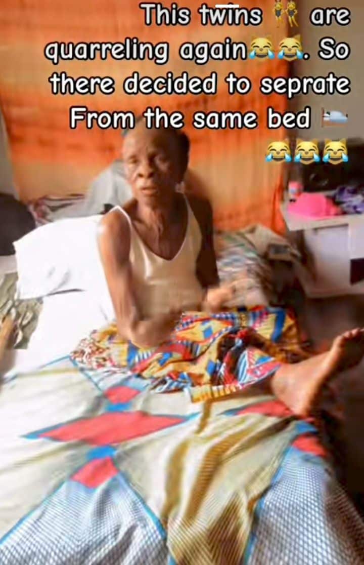 Elderly twins quarrel