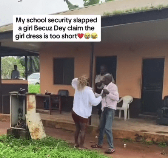 Security officer slap student over skimpy short gown