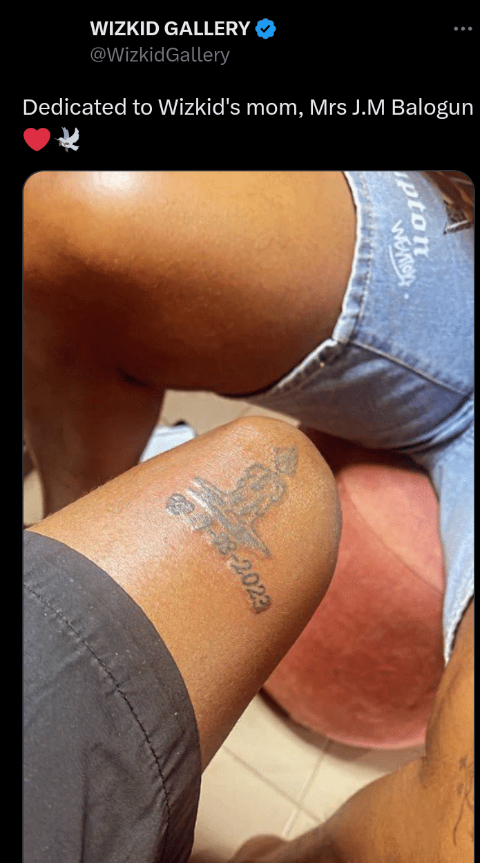 Die hard fan of Wizkid gets permanent tattoo
