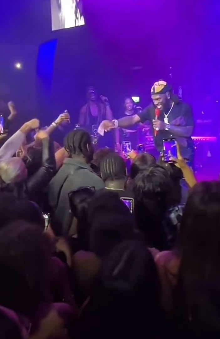 Moment Burna Boy begs London fans for money, they obliged (Video)