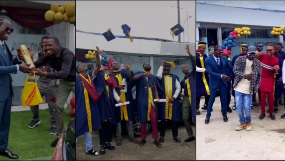 Nigerian mechanic celebrates graduation of students in style (Video)