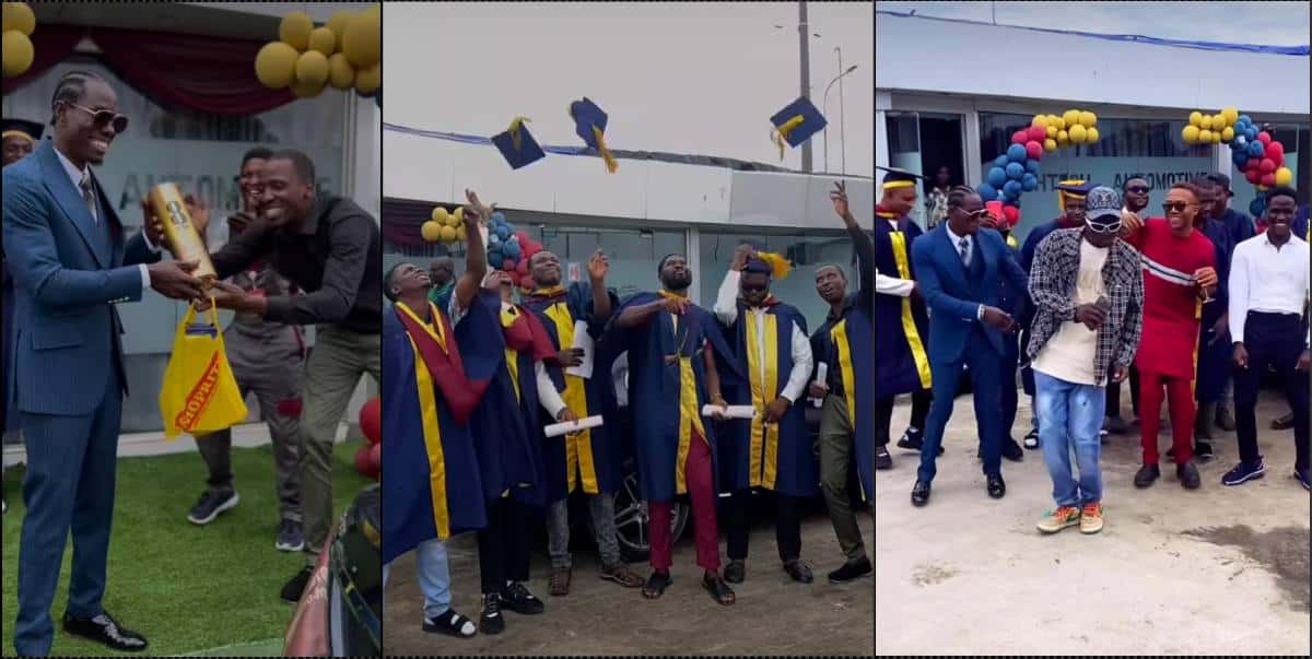 Nigerian mechanic celebrates graduation of students in style (Video)