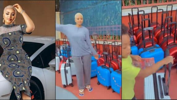 Regina Daniels shows off 'souvenir boxes' for son's birthday (Video)