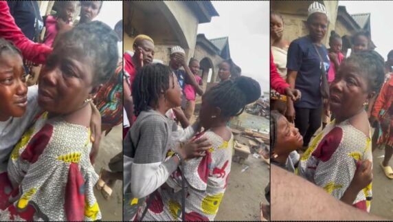 Woman and her grandchildren in tears as Lagos govt. demolishes their house (Video)