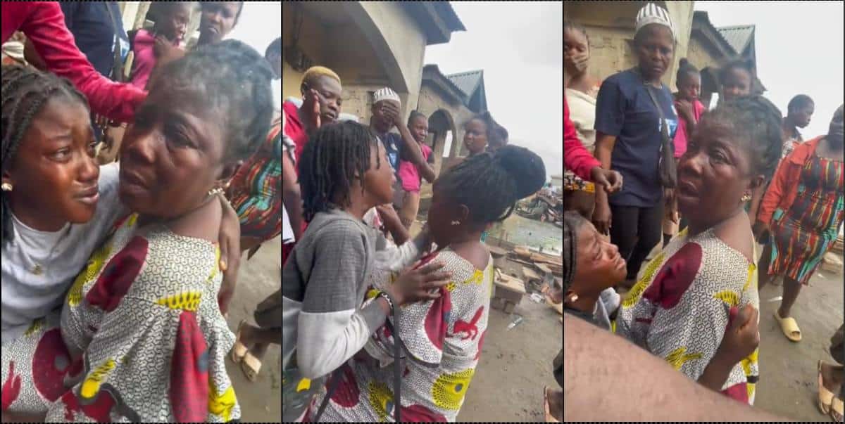 Woman and her grandchildren in tears as Lagos govt. demolishes their house (Video)