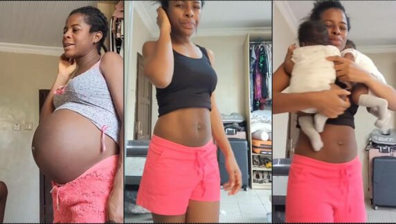 Woman shows off transformation weeks after giving birth to twins (Video)