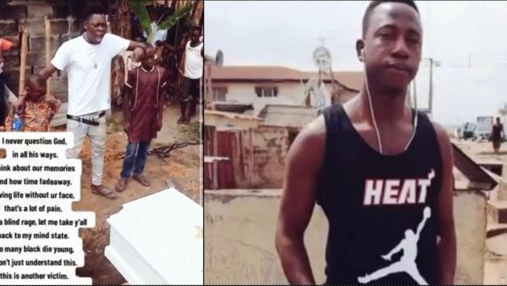 Man expresses his pain with 'rap' at burial of late friend (Video)