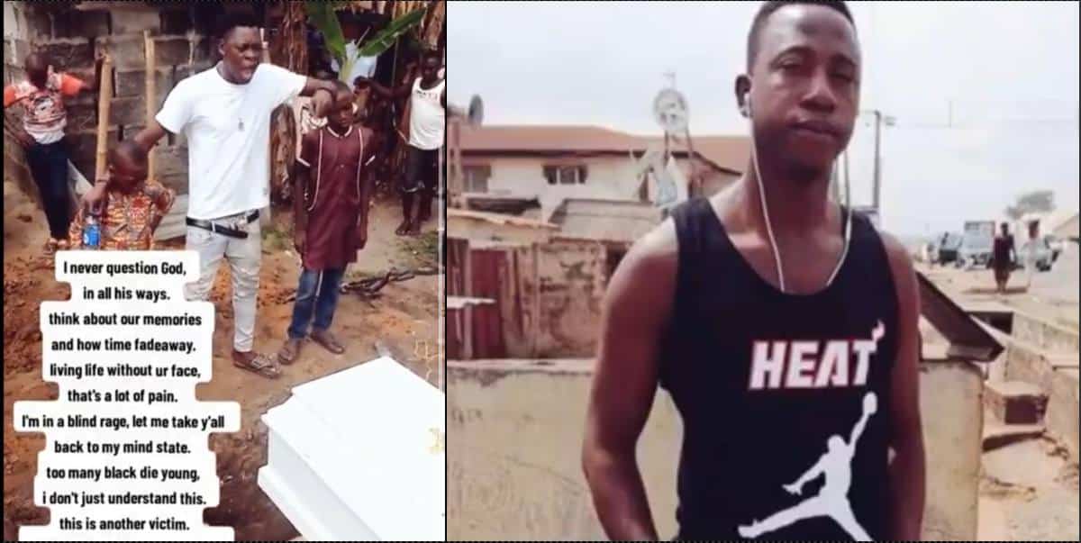 Man expresses his pain with 'rap' at burial of late friend (Video)