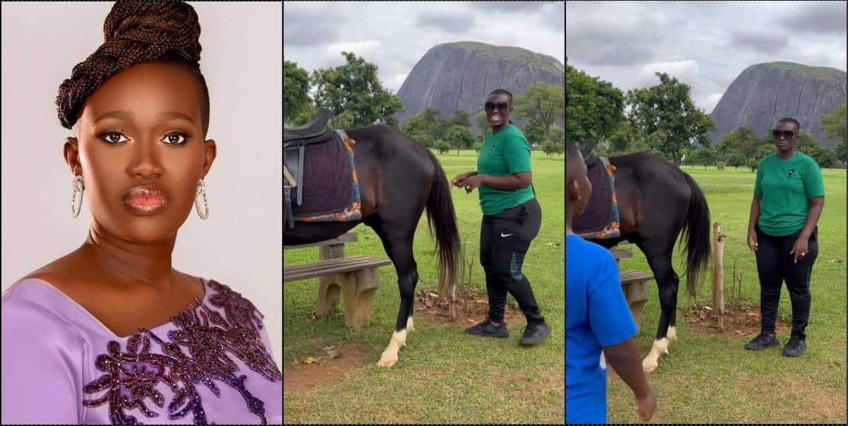 Warri Pikin puts up son for sale after mocking her size during horse ride (Video)