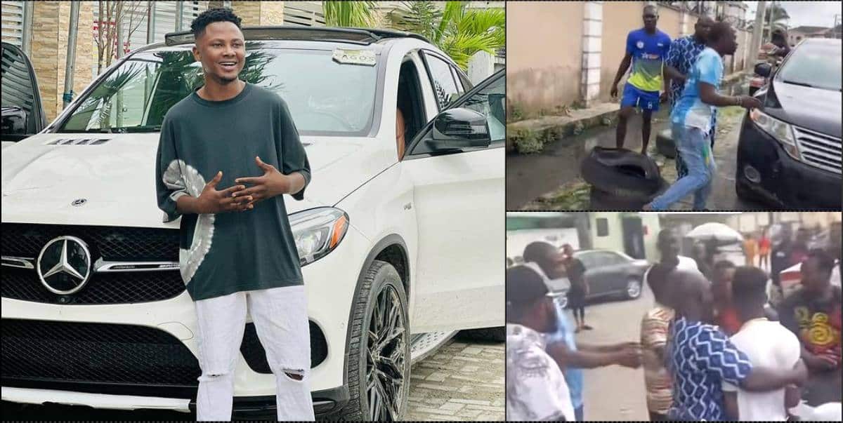Salo runs for his life, car damaged following multiple slaps from fans (Video)