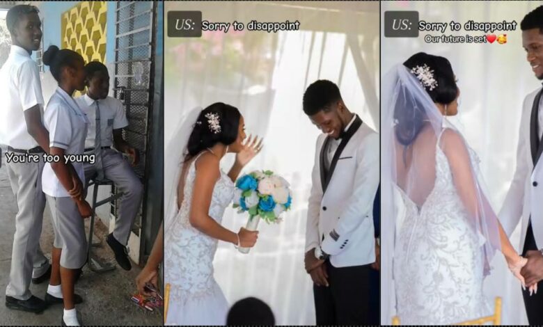 "They said won't last, we're too young" — Secondary school sweethearts tie the knot after years of courtship (Video)