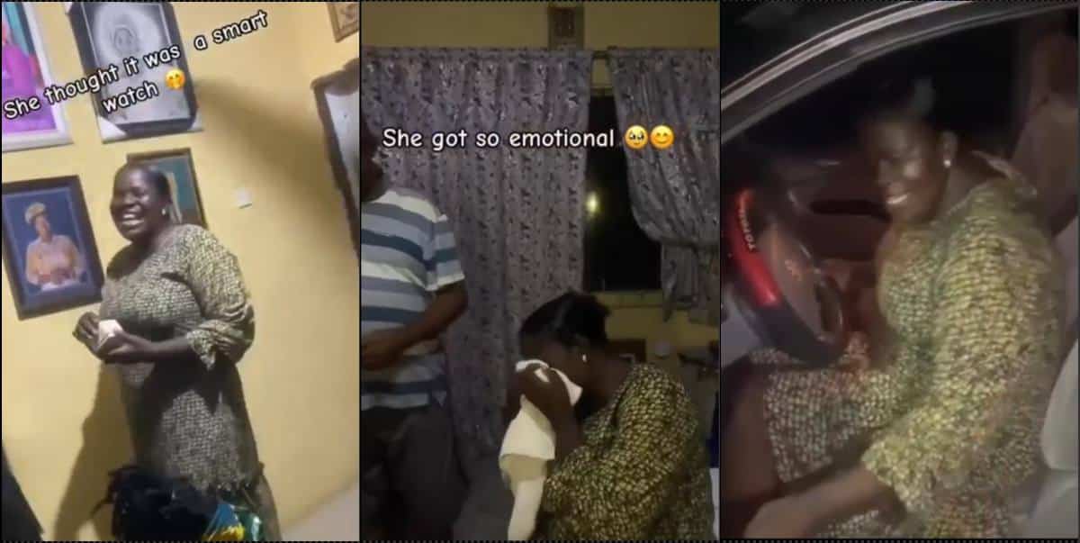 Mother bursts into tears as she receives car gift from her child (Video)