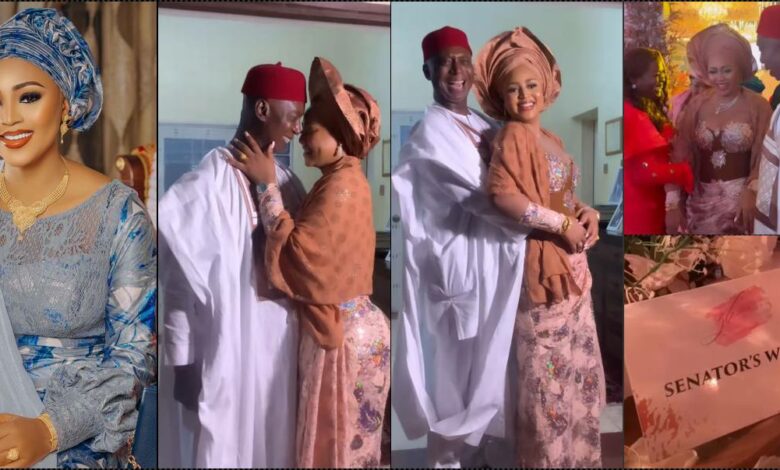“Where are other wives? This is unfair" — Regina Daniels shares loved-up pose with husband at party, netizens kick (Video)