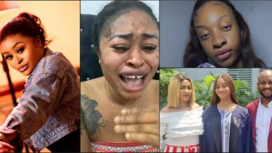 Sarah Martins tears up as she refutes allegations of paying trolls to threaten Yul and May Edochie's daughter