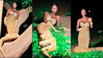 Lady causes stir with snake-inspired birthday photoshoot (Video)