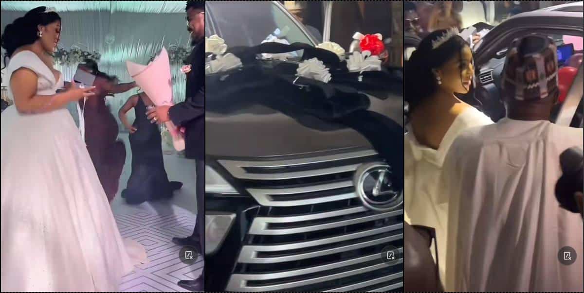 Guests stunned as groom surprises bride with N200M Lexus SUV (Video)