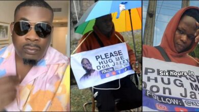 Fan vows not to return home until he gets hug from Don Jazzy, singer reacts (Video)