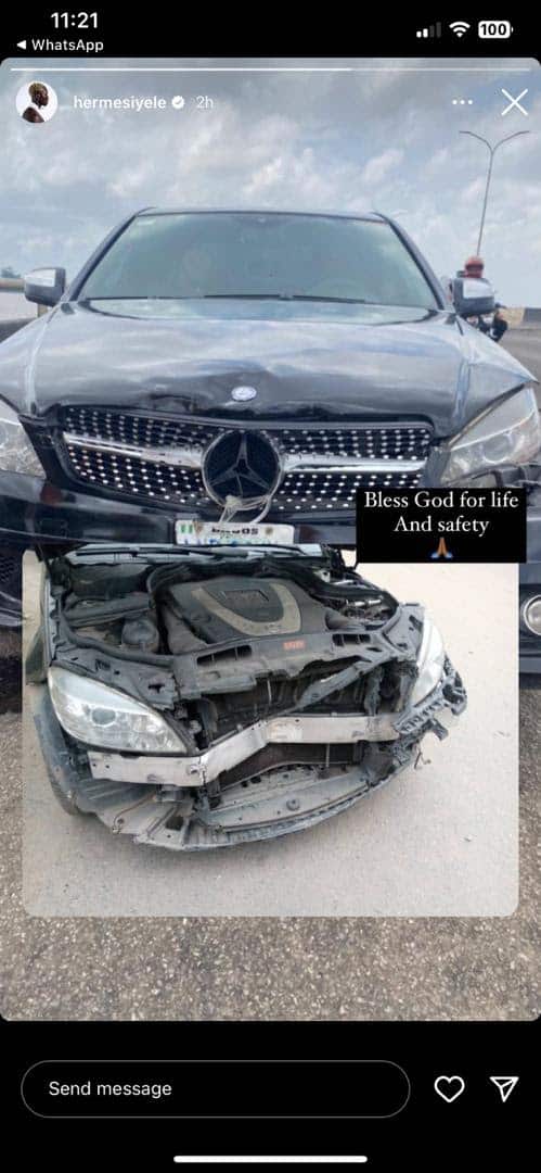 Hermes involved in car accident, crashes his Mercedes Benz 