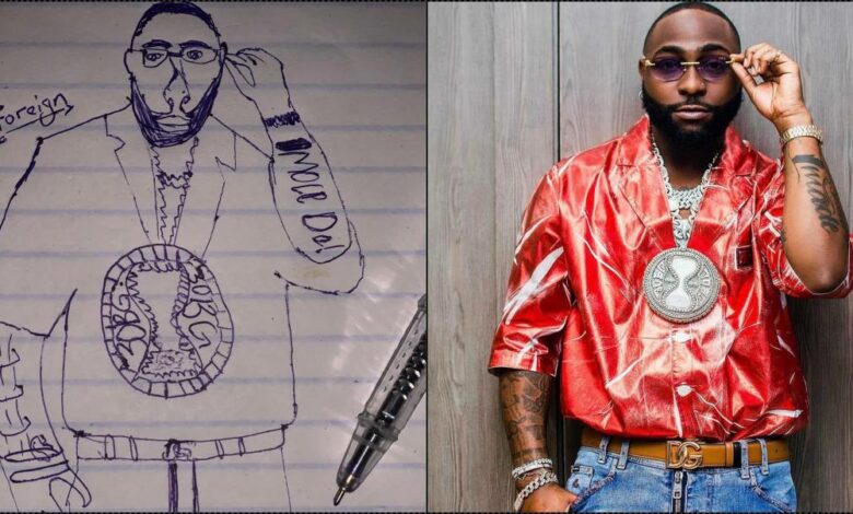 "It took me 15 hours" — Fan draws a spectacular portrait of Davido, netizens react